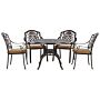 Garden Dining Set Brown Aluminium Outdoor Table 4 Chairs Seat Cushions