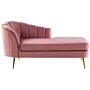 Chaise Lounge Pink Velvet Upholstery Gold Metal Legs Left Hand Beliani