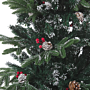 Artificial Snow Christmas Tree Green Pvc Metal Base 180 Cm With Pine Cones Holly Berries