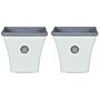 Set Of 2 Plant Pots Planters White Stone Mixture Outdoor Resistances Square 37 X 37 X 35 Cm All-weather