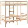 Vidaxl Loft Bed Frame With Desk And Chairs 75x190cm Solid Wood Pine