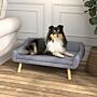 Pawhut Dog Couch With Soft Cushion, Pet Sofa Bed With Wooden Frame, Removable Cover, For Medium And Large Dogs, Grey