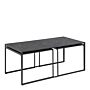 Infinity Square/coffee Table Setin Matt Black Set Of 3