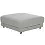 Ottoman Footstool Light Grey Polyester Fabric Upholstered Square Minimalist Modern Sofa Element