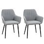 Homcom Dining Chairs Upholstered Linen Fabric Accent Chairs With Metal Legs, Set Of 2, Light Grey