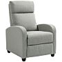 Homcom Push Back Recliner Armchair, Linen Fabric Manual Reclining Chair With Adjustable Footrest And Padded Seat For Living Room, Bedroom, Light Grey