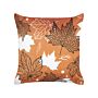 Decorative Cushion Orange Velvet 45 X 45 Cm Leaf Pattern