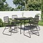 Vidaxl 5 Piece Garden Dining Set Black Pvc Rattan