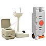 Vidaxl Portable Camping Toilet And Handwash Stand Set With Water Tank