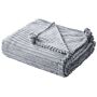 Blanket Grey Polyester 150 X 200 Cm Ribbed Structure With Pom-poms Throw Bedding