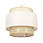 Pendant Lamp Natural Beige Rattan Polyester Shade Boho Lighting Hanging Light Beliani