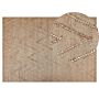 Area Rug Beige Jute Cotton 140 X 200 Cm Rectangular Geometric Pattern Handwoven