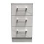 Devon 3 Drawer Bedside Cabinet In Marble White