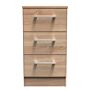 Devon Wireless Charging 3 Drawer Bedside Cabinet In Bardolino Oak