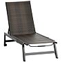 Outsunny Outdoor Pe Rattan Sun Loungers, Patio Wicker Chaise Lounge Chair With 5-position Backrest, Wheels For Sun Room, Garden Brown