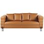 Sofa Brown Faux Leather Metal Legs 3 Seater