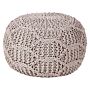 Pouf Ottoman Footstool Taupe Beige 50 X 50 X 35 Cm Handmade Macrame 100% Cotton Beads Filling Round