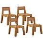 Set Of 4 Garden Chairs Solid Acacia Wood Rustic Design