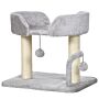 Pawhut 42cm Indoor Cat Tree, With Toy Balls, Sisal Scratching Post - Light Grey