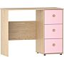 Junior Vida Neptune 3 Drawer Desk, Pink & Oak