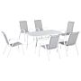 Outsunny 7 Piece Garden Dining Set With Dining Table And Chairs, 6 Seater Outdoor Patio Furniture W/ Parasol Hole, Grey