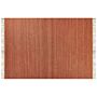 Area Rug Red Jute 160 X 230 Cm Tassels Handwoven