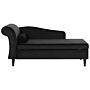 Chaise Lounge Black Velvet Upholstery With Storage Left Hand With Bolster