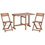 Bistro Set Acacia Wood Light Colour 80 X 95 Cm 2 Folding Chairs Extending Table Rustic Balcony Garden