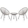 Bistro Set Light Grey Pe Rattan 3 Piece 2 Seater Modern Round