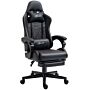 Vinsetto Racing Gaming Chair With Swivel Wheel, Footrest, Faux Leather Recliner Gamer Desk For Home Office, Black