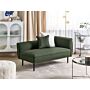 Chaise Lounge Dark Green Boucle Fabric Metal Legs Right Hand With Cushion Modern Design Beliani