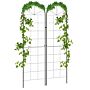 Outsunny Metal Trellis Set Of 2, Garden Trellis For Climbing Plants Support Frames, Grid Design