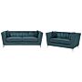 2 + 3 Seater Sofa Set Teal Blue Nail Head Trim Panel Tufting