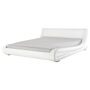 Platform Bed Frame White Genuine Leather Upholstered 5ft3 Eu King Size Sleigh Design