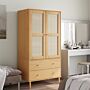 Vidaxl Wardrobe Senja Rattan Look Brown 90x55x175 Cm Solid Wood Pine