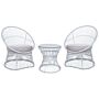 Balcony Bistro Set Off-white Pe Rattan Cushions Coffee Table And 2 Chairs Modern Outdoor Design