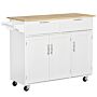 Homcom Kitchen Island Utility Cart, With 2 Storage Drawers & Cabinets, White