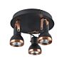 3 Light Ceiling Lamps Sort And Kobber Metal Swing Arm Cone Shade Spotlight Design Round Rail