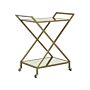 Kitchen Trolley Gold Metal Frame Mirrored Tops Glamour Bar Cart With Lockable Castors