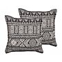 Set Of 2 Cushions Black And Beige Cotton Cover Pillow With Filling Square 45 X 45 Cm Boho Pattern Decoration