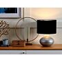 Table Lamp Silver Ceramic 42h Cm Black Polycotton Shade Ribbed Base Modern Beliani