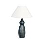 Table Lamp Dark Blue White Ceramic Base Fabric Shade Ambient Lighting Bedside Table Lamp