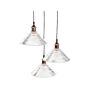 3 Light Pendant Lamp Transparent Glass Copper Elements Modern Industrial Ceiling Light Office