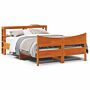 Vidaxl Bed Frame With Headboard Wax Brown 150x200 Cm King Size Solid Wood Pine