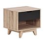 Bedside Table Light Wood With Black 1 Drawer 46 X 50 Cm