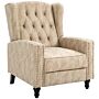 Homcom Studded Upholstered Reclining Armchair W/ Retractable Footrest Beige