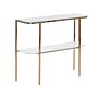 Console Table White Gold Tempered Glass Steel 100 X 33 Cm Marble Effect