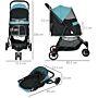 Pawhut Foldable Pet Stroller With Rain Cover For Xs And S-sized Dogs Dark Green