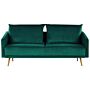 Sofa Emerald Green Velvet 3 Seater Back Cushioned Seat Metal Golden Legs