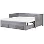 Bed Frame With Storage Grey Rubberwood Eu Single To Super King Size 6ft Guest Bed Beliani